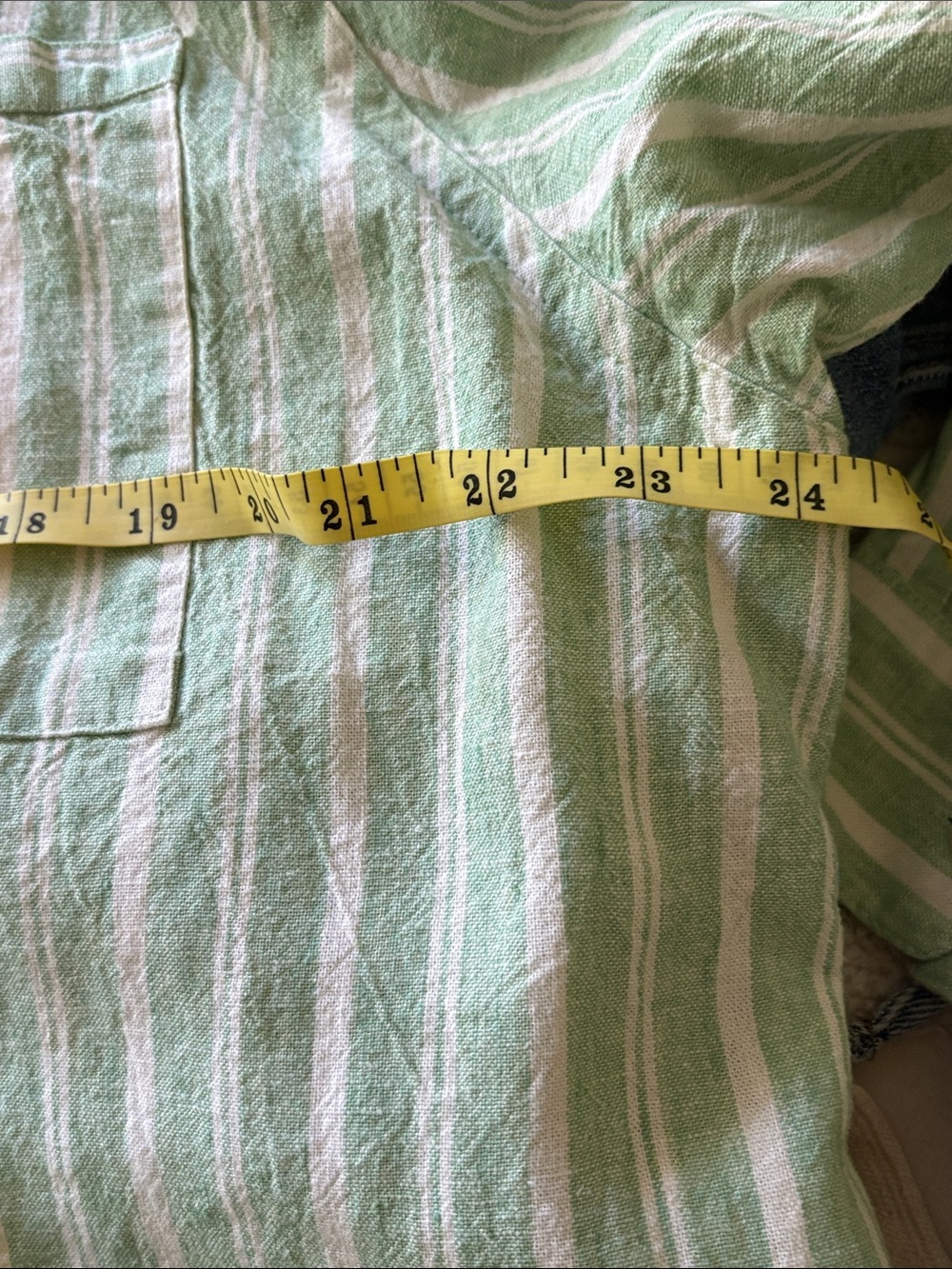 Uncharted Threads Green and White Striped Button-Up Top and matching shorts Med. - Picture 8 of 12